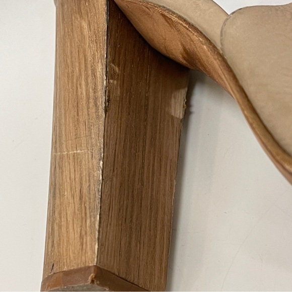 Vince Addie Taupe Tan Nude Buckle Open Toe Leather Heels 9.5 - Picture 14 of 14